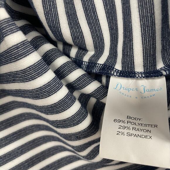Draper James Sadler Striped Bell Sleeve Navy White Pullover Top Womens Large - Picture 5 of 6
